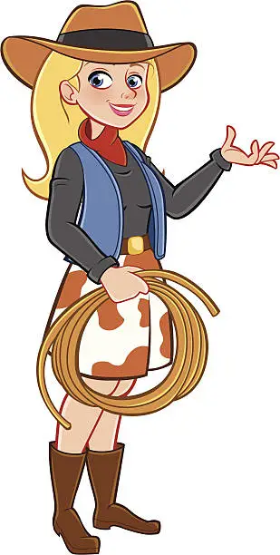 Vector illustration of Cowgirl - Presenting