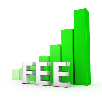 Growing green bar graph of Fee on white. You can easy change color of graph