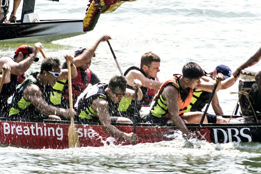Singapore, Singapore - May 30, 2015: DBS Marina Regetta 2015,Singapore’s biggest watersports festival marks SG50 with an unprecedented three weekends of dargon boat races, featuring Southeast Asia’s best and one-of-a-kind experiences