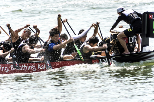 Singapore, Singapore - May 30, 2015: DBS Marina Regetta 2015,Singapore’s biggest watersports festival marks SG50 with an unprecedented three weekends of dargon boat races, featuring Southeast Asia’s best and one-of-a-kind experiences