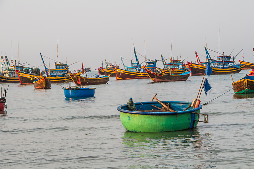 Vietnamese Stlye Boat at Fishing Village Muine Vietnam