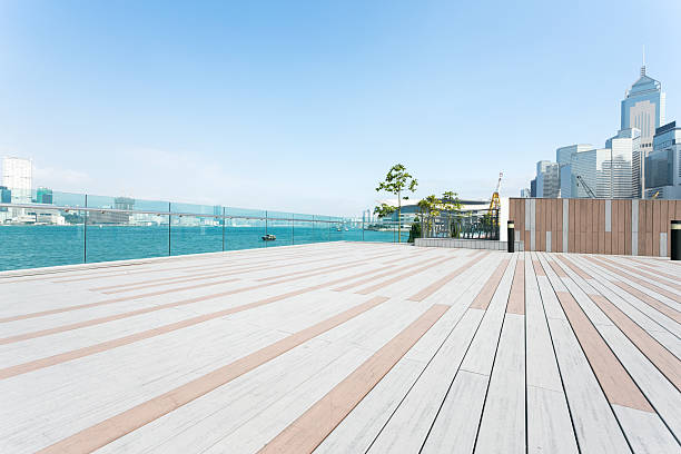 istock Empty footpath with cityscape at far away 475745418