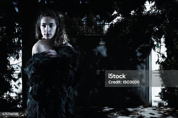 Young Female During Nightwalk Stock Photo - Download Image Now - House, Night, Outdoors