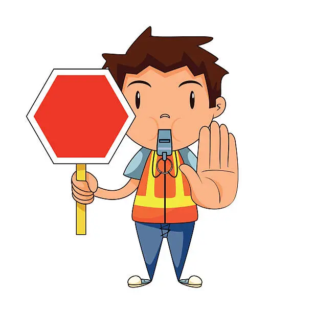 Vector illustration of Child traffic officer