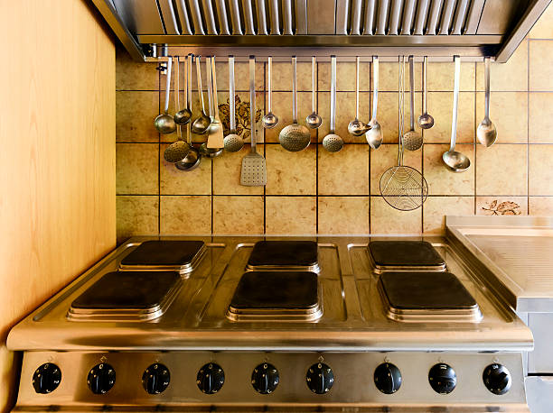 istock Cooking utensils kitchenware stove nostalgic cooker six hot plates 475747142