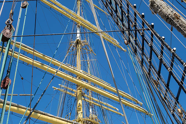 istock Marine rope ladder at pirate ship 475748738
