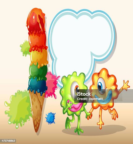 2 つの怪獣を手に巨大 Icecream - アイスクリームのベクターアート素材や画像を多数ご用意 - アイスクリーム, イラストレーション, カラフル