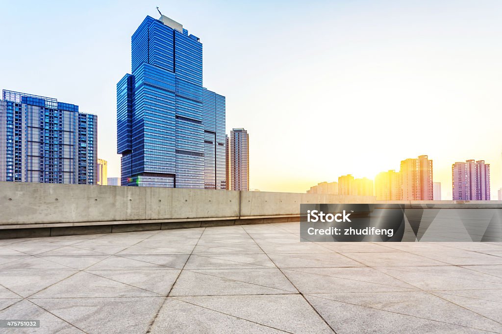 Empty floor and modern building with sunbeam 2015 Stock Photo