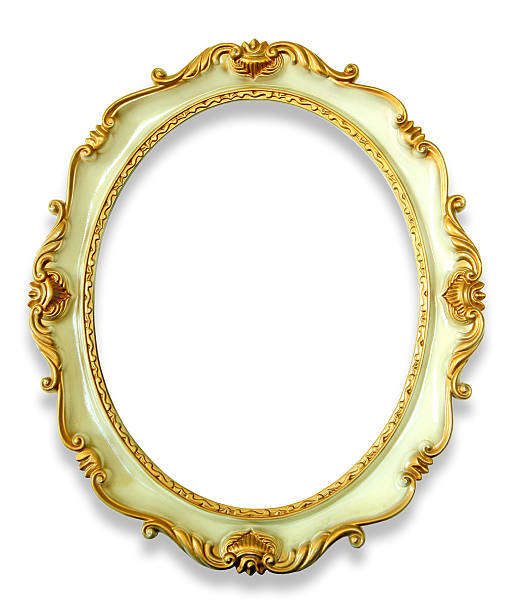 istock Vintage oval golden frame with shadow 475751588