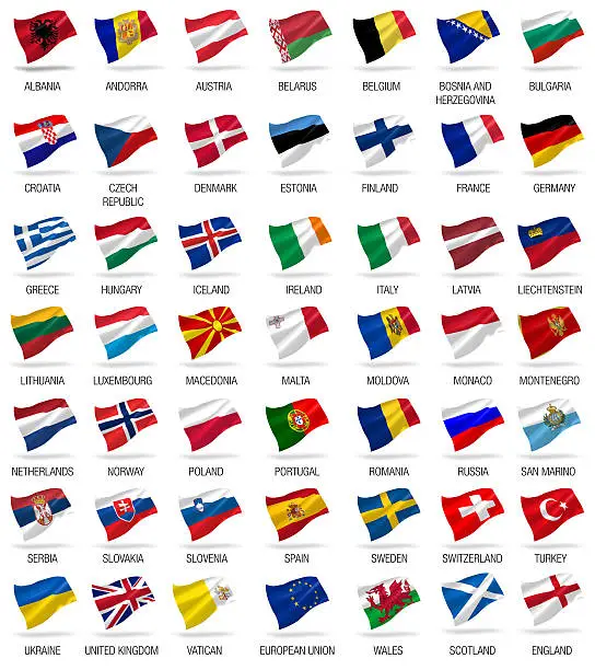 Photo of flags of all european countries