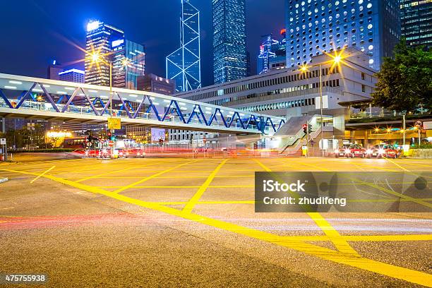 Traffic Light Trails In Illuminated City Stock Photo - Download Image Now - 2015, Abstract, Architecture