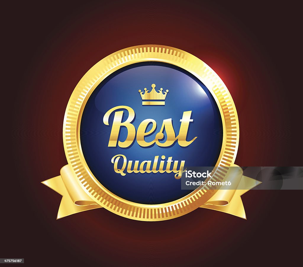 Golden Best Quality Badge Golden and blue best quality guarantee badge. Badge stock vector