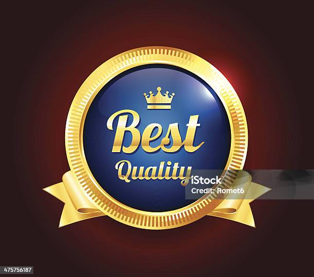 Golden Best Quality Badge Stock Illustration - Download Image Now - Badge, Elegance, Gold - Metal