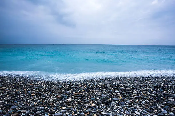 stone beach,sea and sky