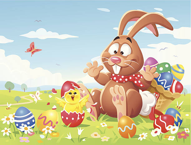 illustrations, cliparts, dessins animés et icônes de surpris lapin de pâques - easter animal egg eggs vector