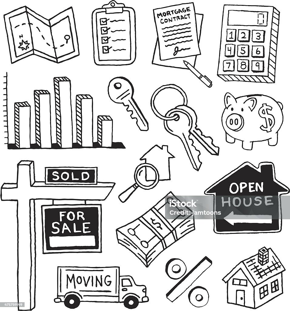 Real Estate Doodles A variety of real estate doodles. Drawing - Art Product stock vector