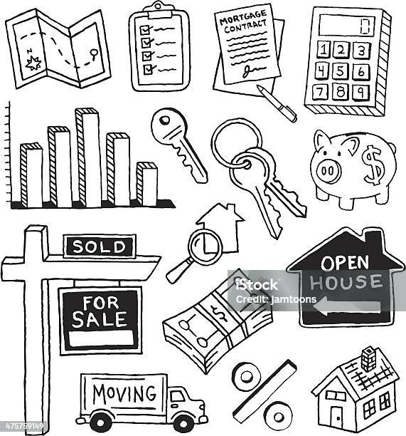 Real Estate Doodles Stock Illustration - Download Image Now - Drawing - Art Product, Doodle, House