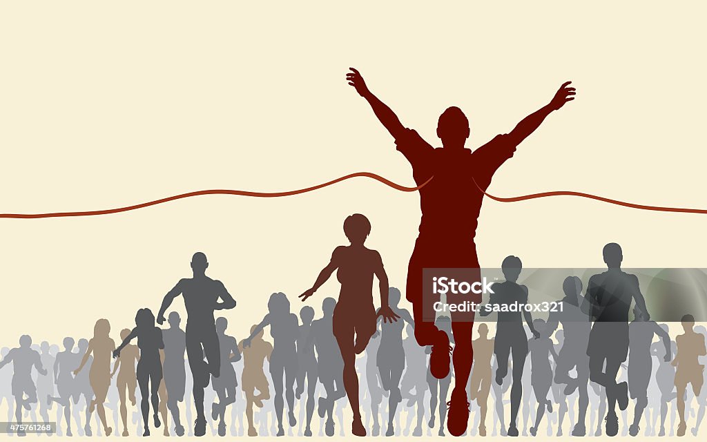 Finishing line Editable vector illustration of a man winning a race Illustration Stock Photo