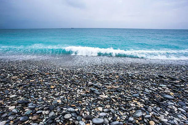 stone beach,sea and sky