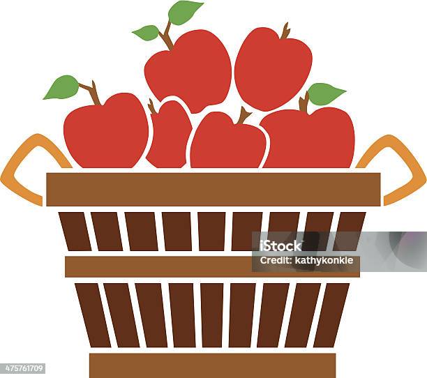 Bushel Of Apples — стоковая векторная графика и другие изображения на тему Корзина - Корзина, Яблоко, Фермерский рынок