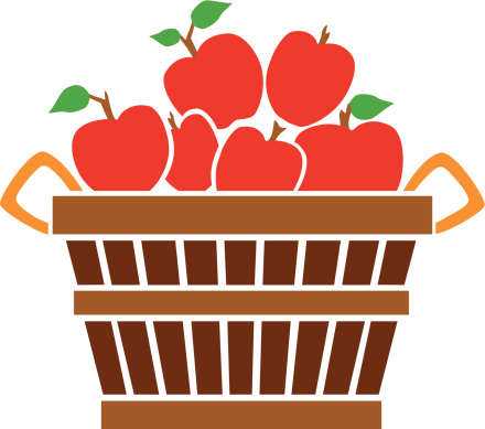 A vector illustration of a bushel of red apples.