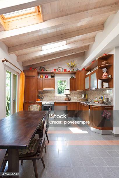 Country House Kitchen Stock Photo - Download Image Now - Kitchen, Skylight, Domestic Life