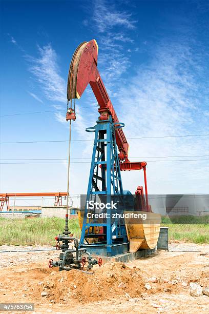 Oil Field And Blue Sky Stock Photo - Download Image Now - 2015, Agricultural Field, Air Valve