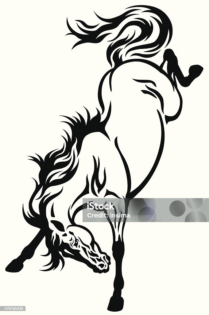 horse tattoo bucking horse black and white tattoo image Horse stock vector