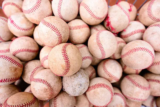 a basket of baseballs