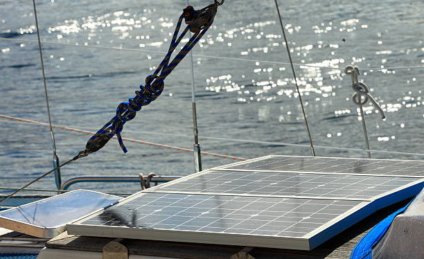 istock solar panels in sailboat. Renewable eco energy 475768367