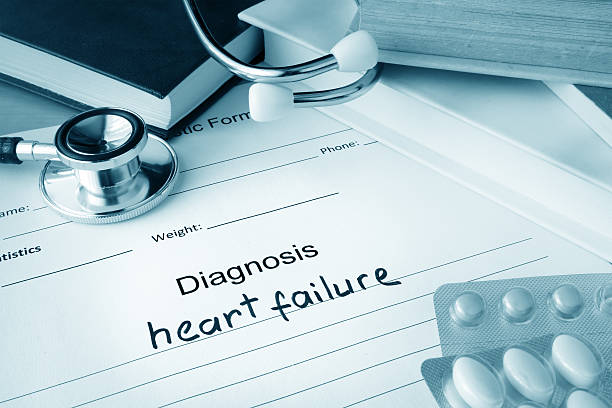 istock Diagnostic form with diagnosis heart failure and pills. 475771836