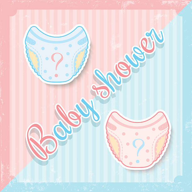 illustrations, cliparts, dessins animés et icônes de fille ou garçon - invitation announcement message diaper little boys