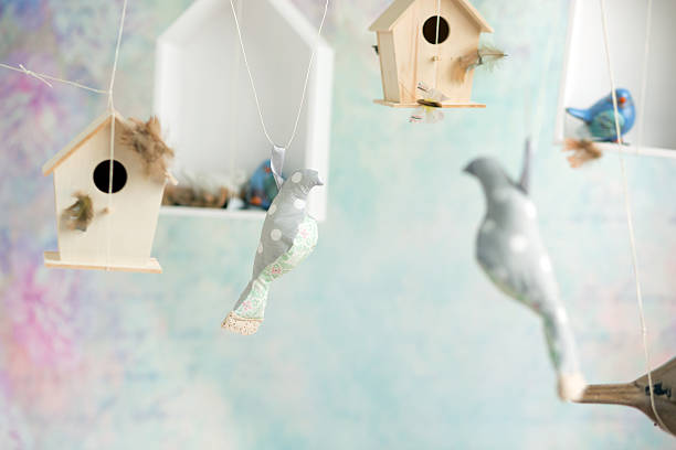 istock Vintage background with toy birds 475773880