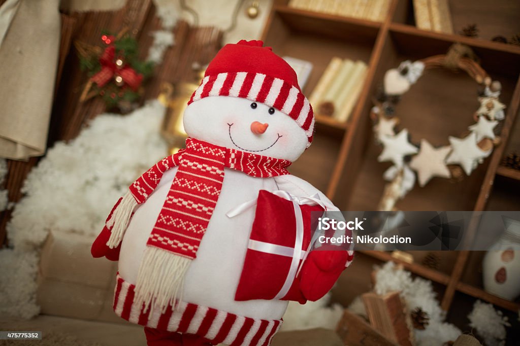 Christmas snowman in a beautiful room 2015 Stock Photo