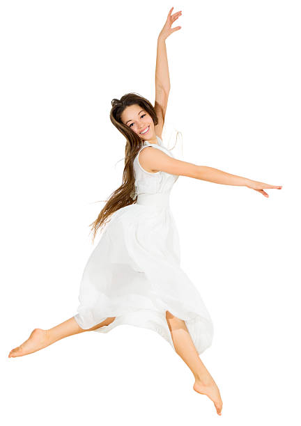 istock Young dancing girl in white dress 475775842