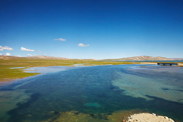Lake landscape in Tibet stock photo