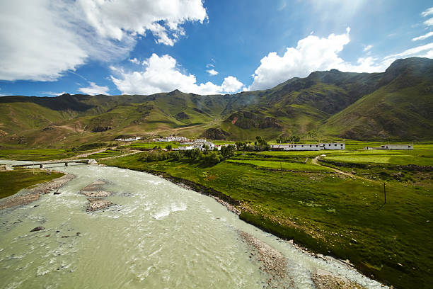 Tibet mountain landscape stock photo
