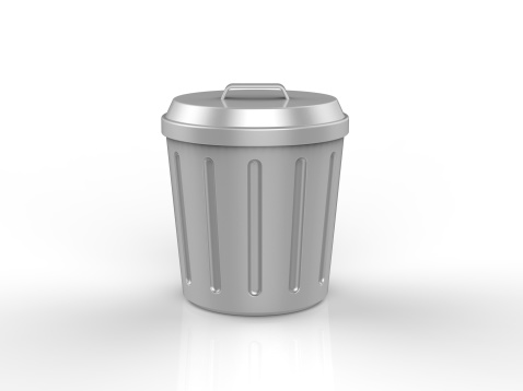 Rubbish bin with wheels isolated on white background