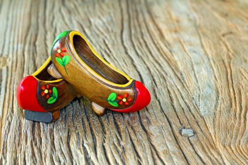 Traditional Turkish Clog With Atractive Style and Colorful on a wooden table
