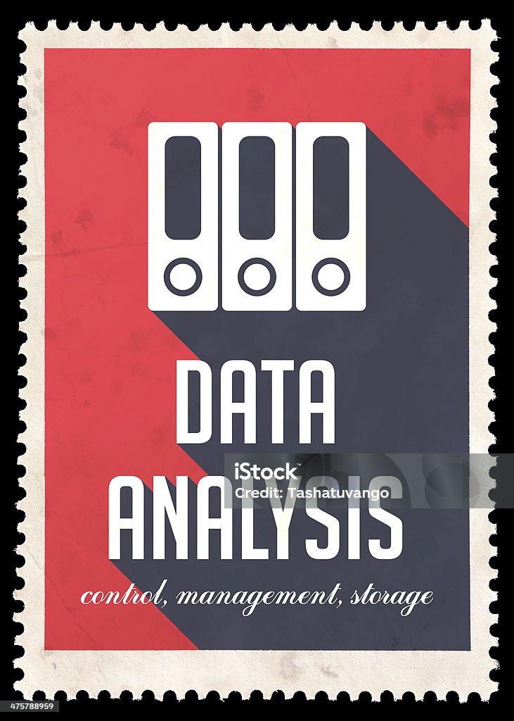 Data Analysis on Red in Flat Design. Data Analysis on Red Background. Vintage Concept in Flat Design with Long Shadows. Accessibility Stock Photo
