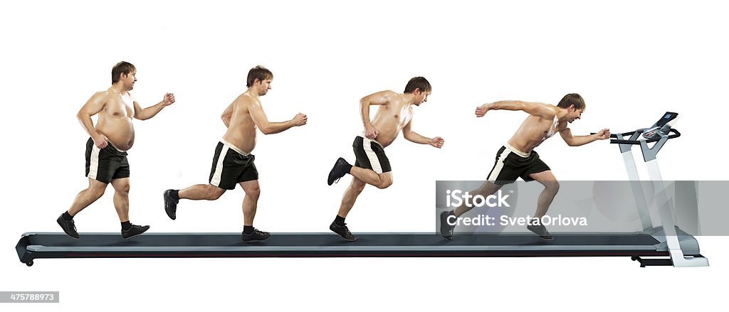 Hombre corriendo en la primera completo en el extremo de la fina - Foto de stock de Desarrollo libre de derechos