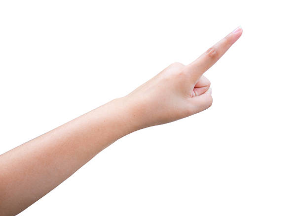 istock isolated female hand touching or pointing with clipping path 475789747