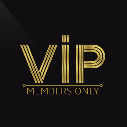 Golden VIP emblem for members only. Wealth symbol
