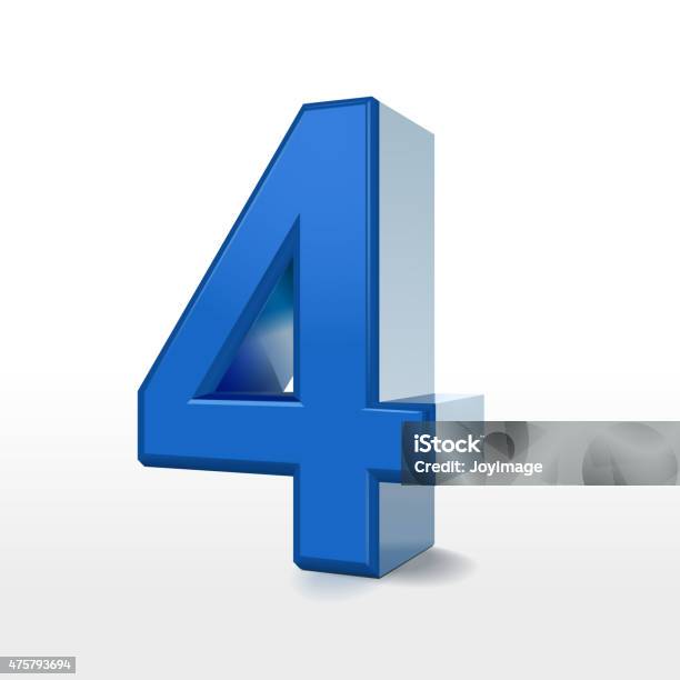 Number Four Color Blue 3d Blue Number 4 Stock Illustration - Download Image Now - 2015, Art ...