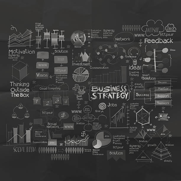 istock hand drawn business strategy on crumpled paper background as con 475794129