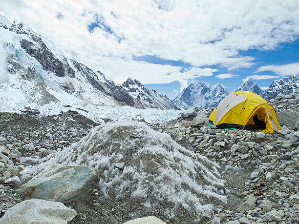 istock Tents in Everest Base Camp, cloudy day. 475797527