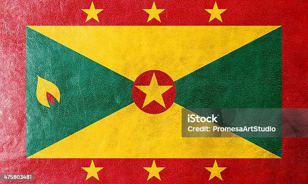 Grenada Flagge Gemalt Auf Leder Struktur Stockfoto und mehr Bilder von Antillen - Antillen, Ausgefranst, Beschädigt