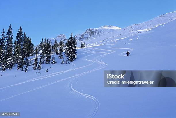 Skifahrer Carves Sich Auf Coloradoelkgebirge Stockfoto und mehr Bilder von Colorado - Westliche Bundesstaaten der USA - Colorado - Westliche Bundesstaaten der USA, Skifahren abseits der Piste, Telemarkskilaufen