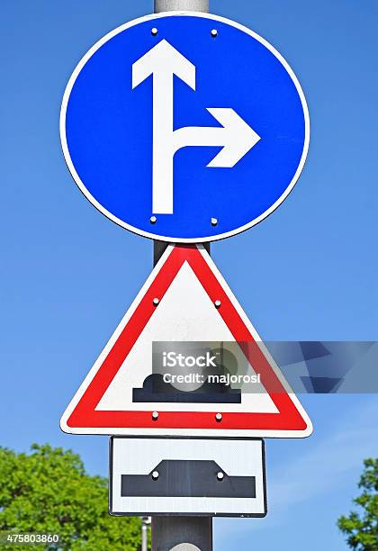 Arrow Road Sign Stock Photo - Download Image Now - 2015, Arrow Symbol, Blue