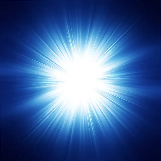 Photo of Sun on blue sky with lenses flare